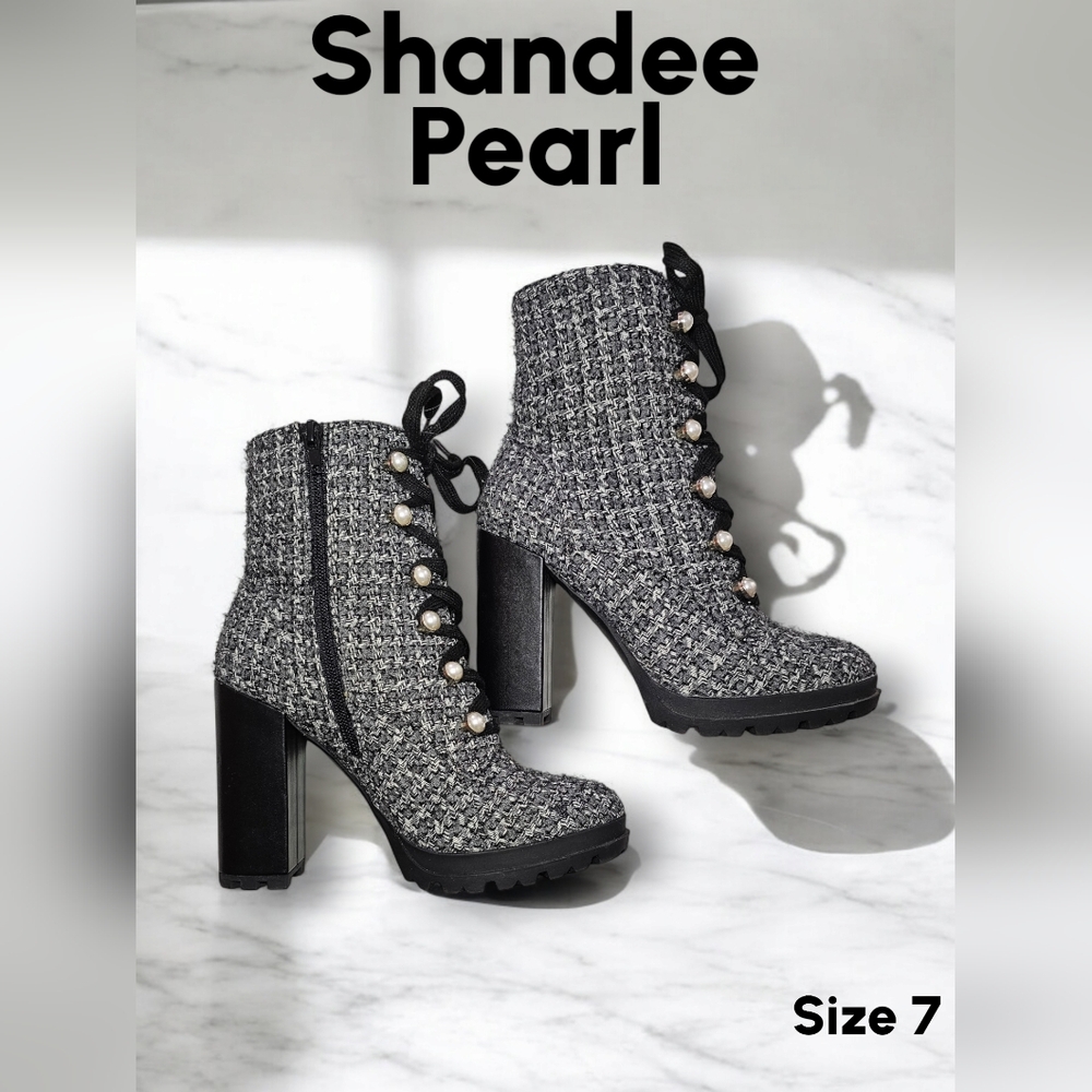 Shandee Pearl High Heel Lug Sole Bootie